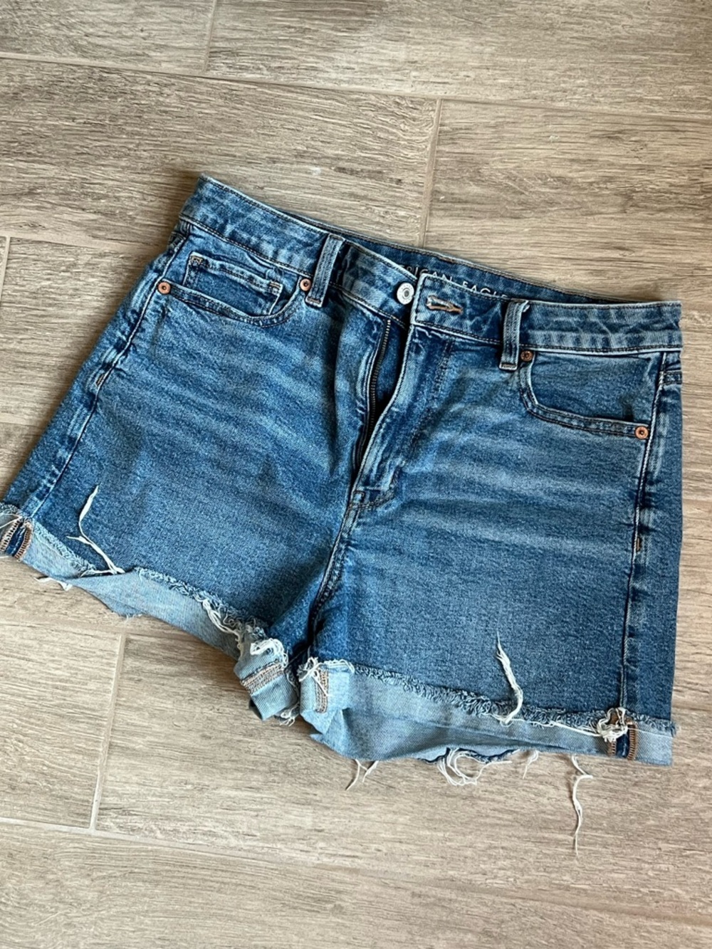 American Eagle Outfitters Blue Denim Frayed Hem Cutoff Shorts